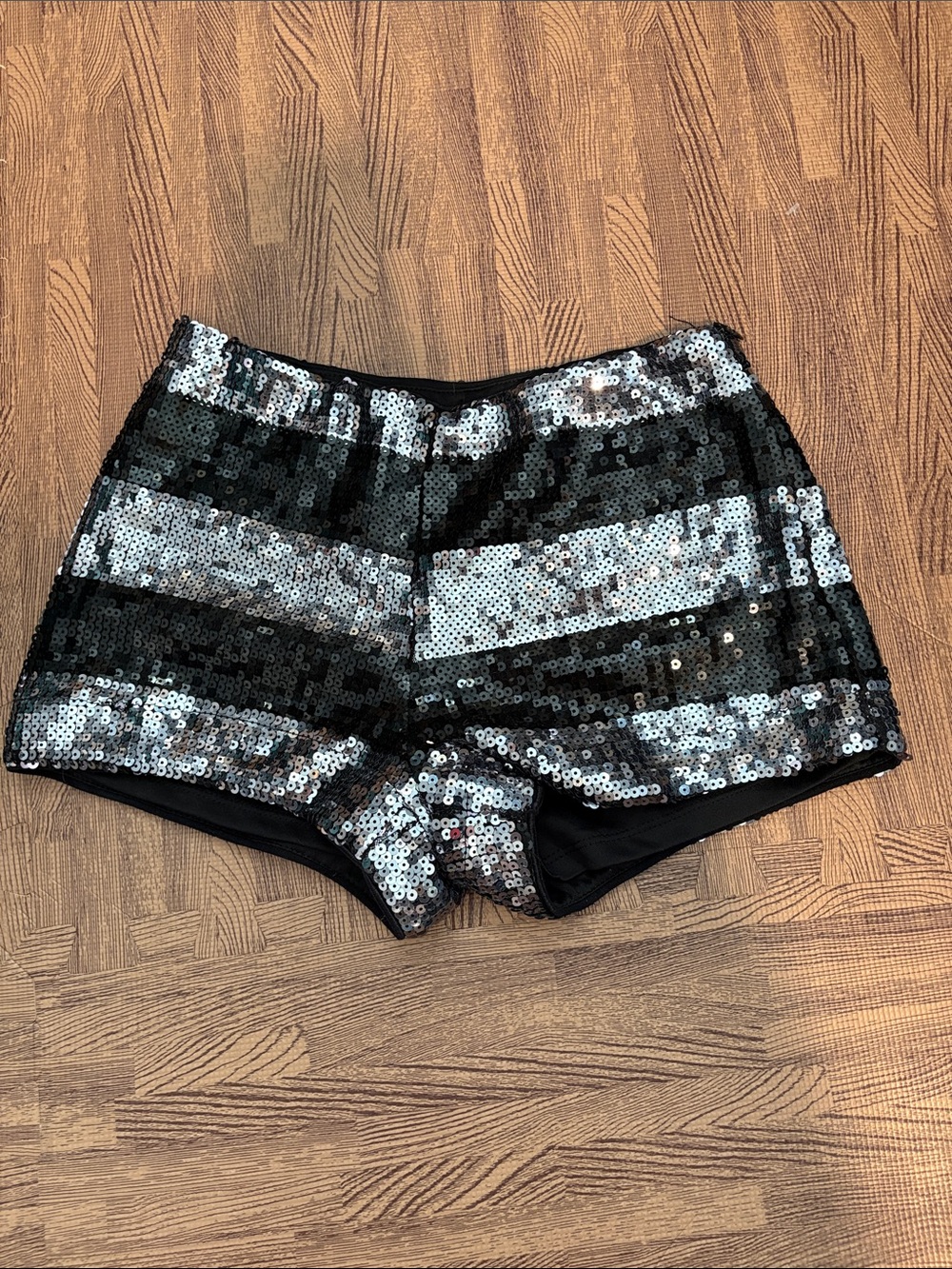 Black & Silver Sequin Micro Mini Shorts